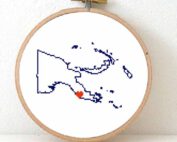 Papua New Guinea map cross stitch pattern