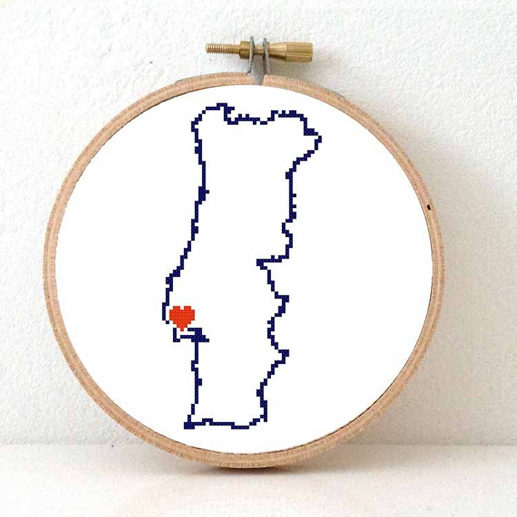 Portugal kaart kruissteek patroon