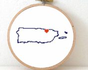 Puerto Rico map cross stitch pattern