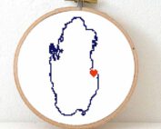 Qatar map cross stitch pattern