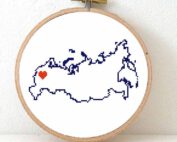 Russia map cross stitch pattern