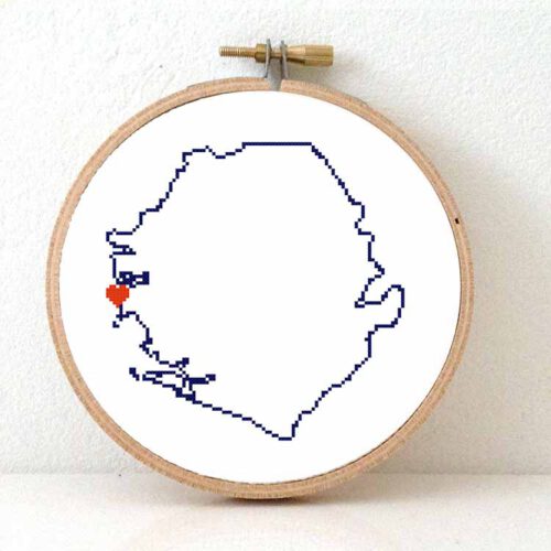 Sierra Leone kaart kruissteek patroon