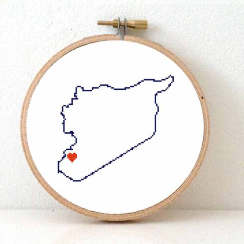 Syrië kaart kruissteek patroon