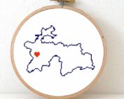 Tajikistan map cross stitch pattern