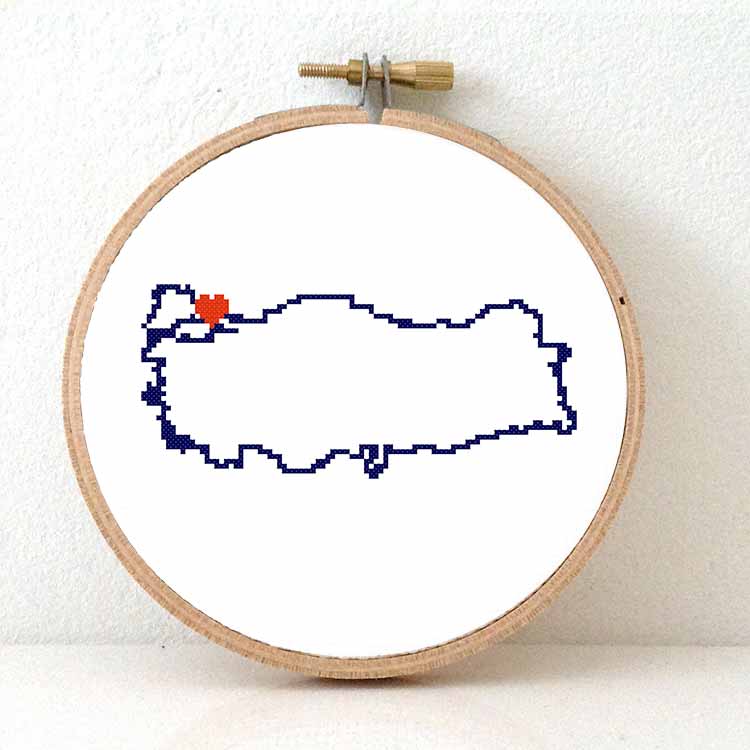 Turkije kaart kruissteek patroon