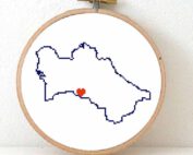 Turkmenistan map cross stitch pattern