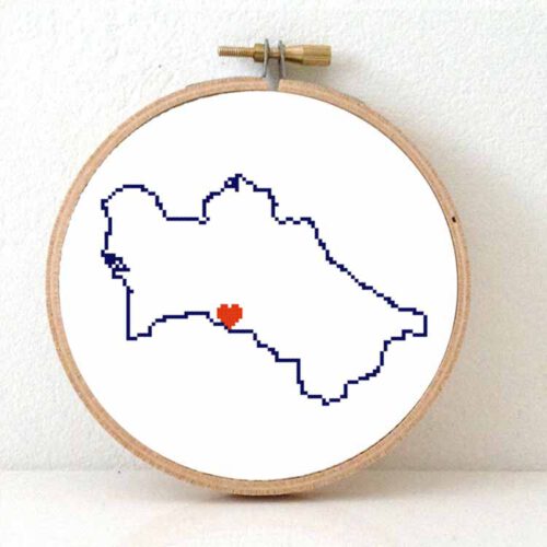 Turkmenistan kaart kruissteek patroon