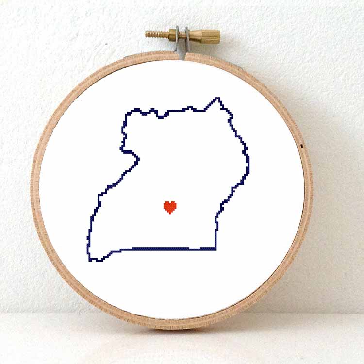 Oeganda kaart kruissteek patroon