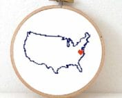 stitchamap - cross stitch pattern usa map with heart for Washington
