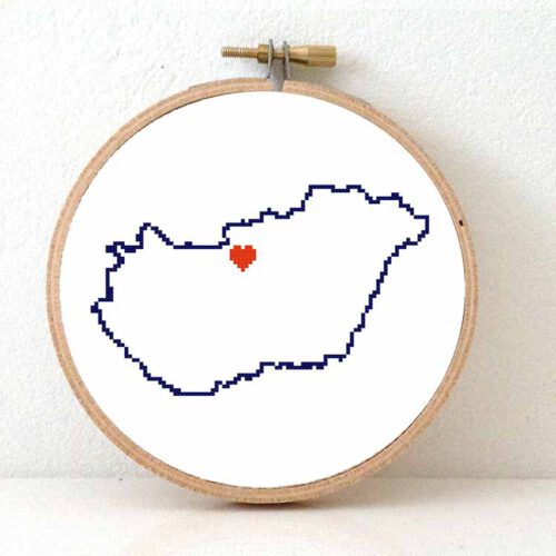Stitchamap - Hongarije kaart kruissteek patroon
