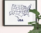 USA xl map cross stitch pattern stitch as you travel