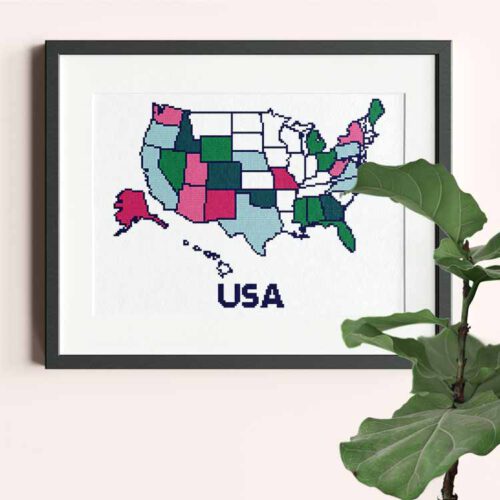 USA state map cross stitch patterns
