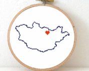 Mongolia map cross stitch pattern