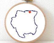 Suriname map cross stitch pattern