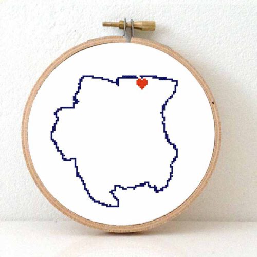 Suriname map cross stitch pattern