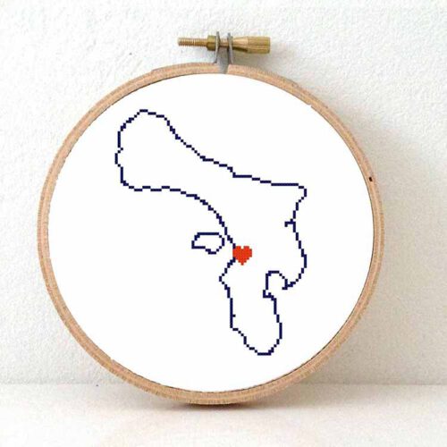 Bonaire map cross stitch pattern