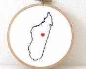 Madagascar map cross stitch pattern