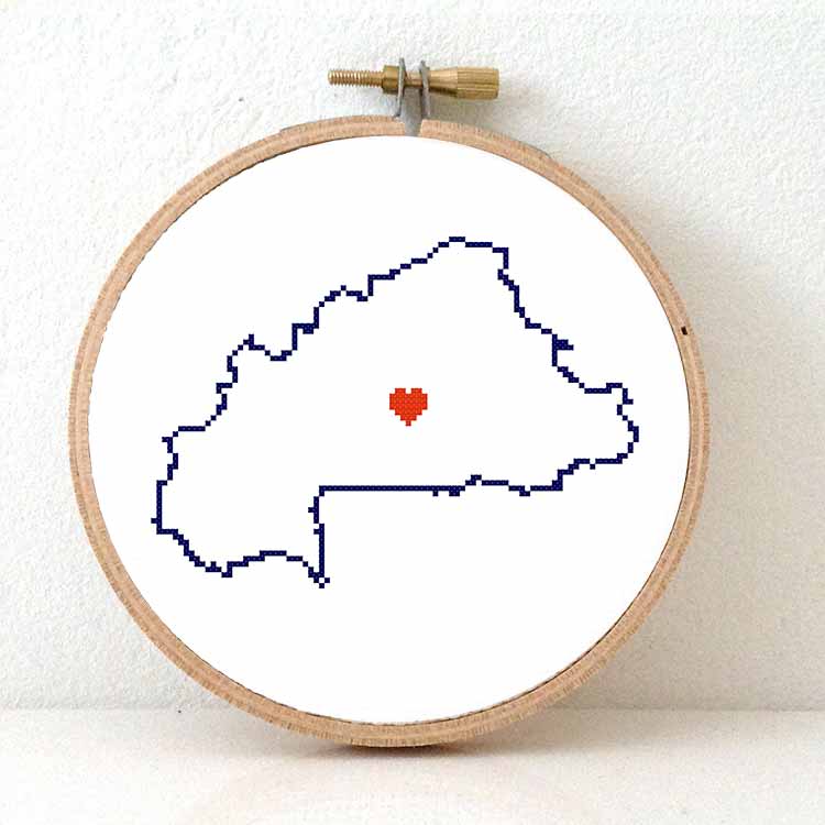 Burkina Faso kaart kruissteek patroon