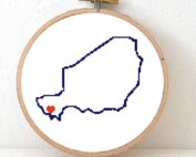 Niger map cross stitch pattern