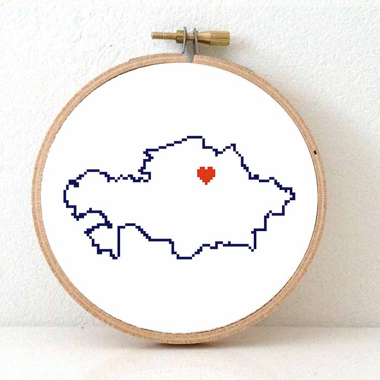 Kazachstan kaart kruissteek patroon