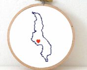 Malawi map cross stitch pattern
