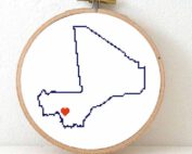 Mali map cross stitch pattern