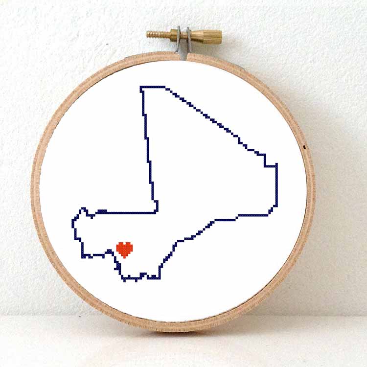 Mali kaart kruissteek patroon