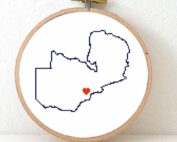Zambia map cross stitch pattern