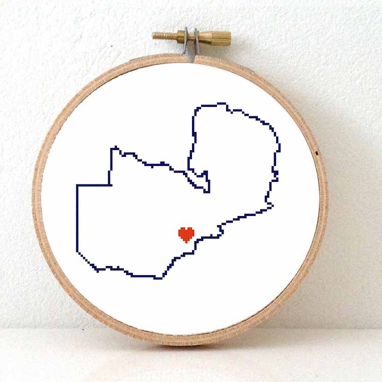 Zambia kaart kruissteek patroon