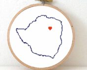 Zimbabwe map cross stitch pattern