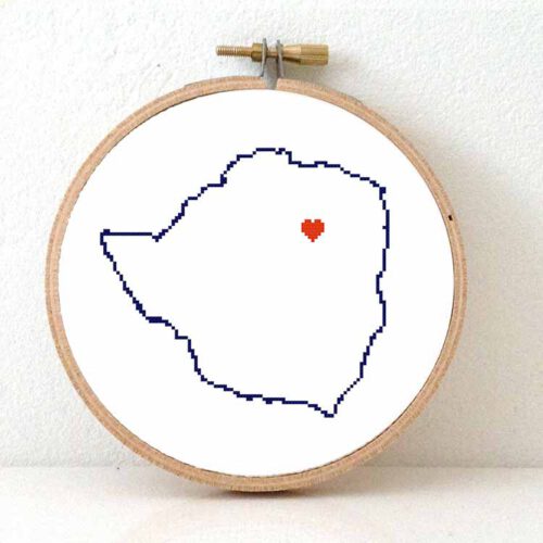 Zimbabwe kaart kruissteek patroon