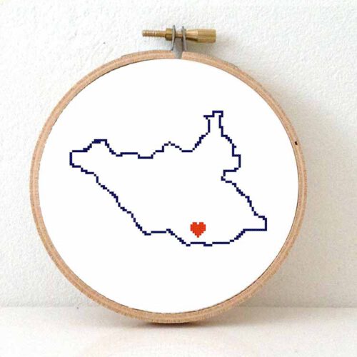 Zuid-Soedan kaart kruissteek patroon