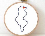 Tunisia map cross stitch pattern