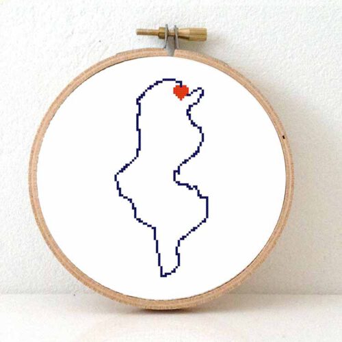 Tunesië kaart kruissteek patroon