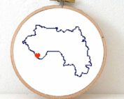 Guinea map cross stitch pattern