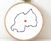 Rwanda map cross stitch pattern