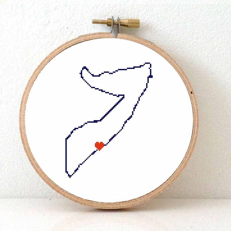 Somalië kaart kruissteek patroon
