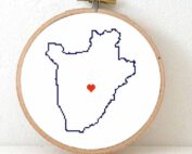Burundi map cross stitch pattern