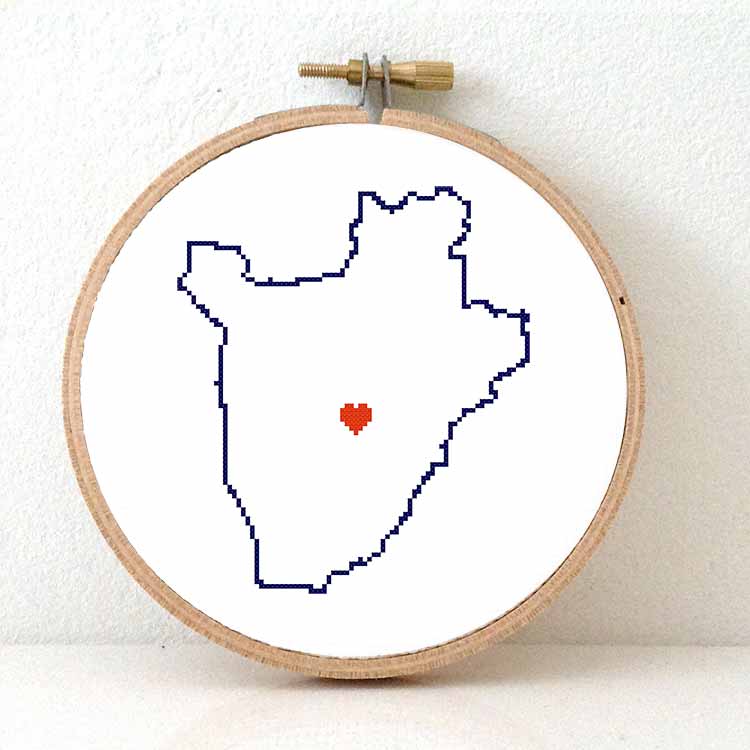 Burundi kaart kruissteek patroon