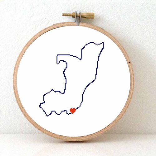 Republiek Congo kaart kruissteek patroon