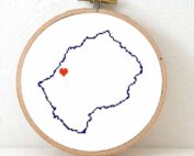 Lesotho map cross stitch pattern