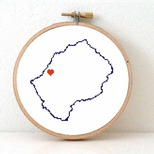 Lesotho kaart kruissteek patroon