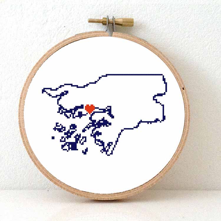 Guinee-Bissau kaart kruissteek patroon