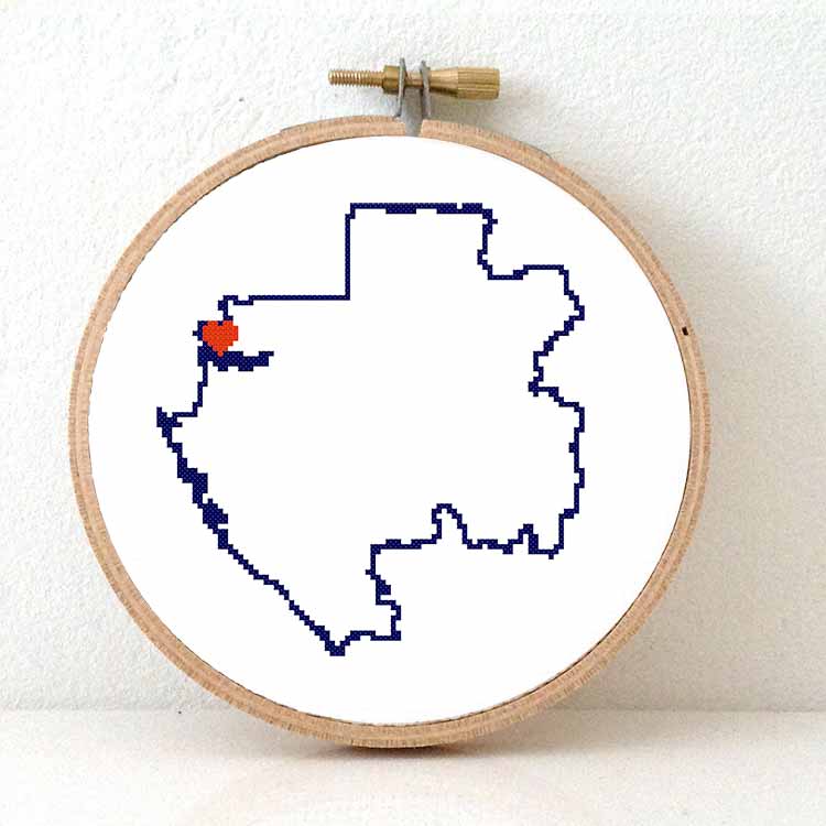 Gabon kaart kruissteek patroon