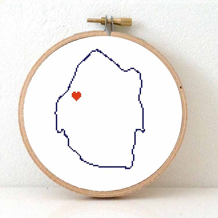 Swaziland kaart kruissteek patroon
