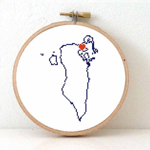Bahrein kaart kruissteek patroon