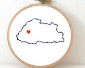 Bhutan map cross stitch pattern