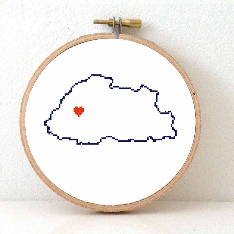 Bhutan kaart kruissteek patroon