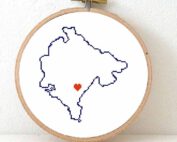 Montenegro map cross stitch pattern