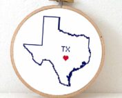 Texas map cross stitch pattern